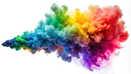 Wall Mural - Colorful smoke explosion on white background