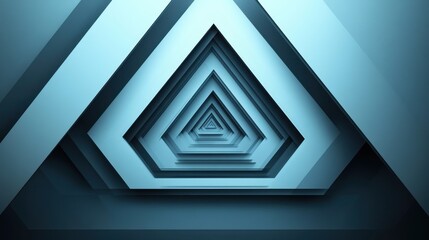 Poster - A mesmerizing blue geometric triangle pattern creating a sense of depth and movement.