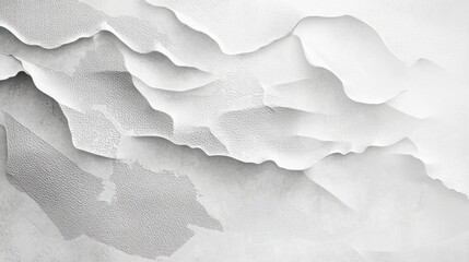 Poster - Abstract white textured background with layered waves creating a sense of depth and movement.