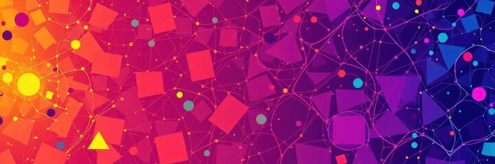 Wall Mural - dynamic and vibrant abstract vector background with geometric shapes and vivid colors, digital, seam