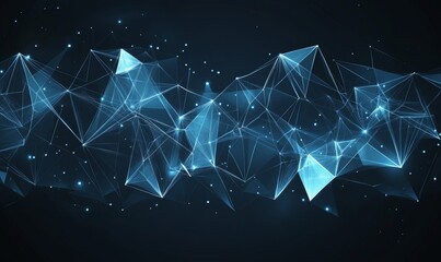Poster - The poster is abstract with a blue background and a dynamic technology network.