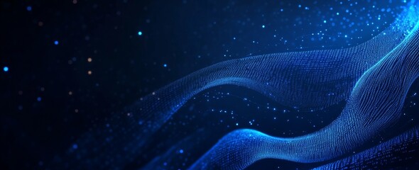 Poster - A digital technology background with a blue pattern pixel based on digital data squares