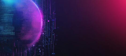 Poster - Concept of quantum computer technology. Futuristic blue circuit board background design. Modern technology circuit board texture background design. Wave flow. Quantum explosion technology.