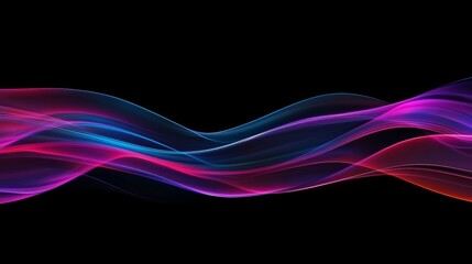 Poster - This is a 3D rendering of an abstract neon background with ascending pink and blue glowing lines. It is a fantastic wallpaper with colorful laser rays.