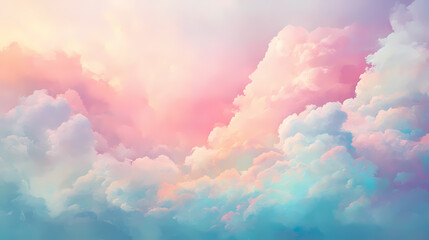 Wall Mural - Fantasy illustration - pink cloud on a soft background in pastel colors. Fantasy Pastel. Illustration