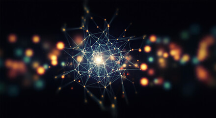 Poster - Digital background perfect for tech processes, neural networks, artificial intelligence, data transfer and encryption, digital archives, sound and graphic presentations, science, education, etc.