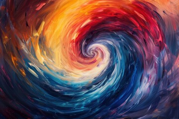 Leinwandbilder - Colorful abstract artwork with swirling patterns in black and orange shades created on textured canvas during a sunny afternoon
