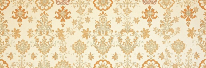 Wall Mural - Vintage floral ecru wallpaper featuring intricate floral patterns in soft neutral tones perfect for wedding decorations and background designs, patterns, intricate