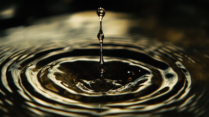 Aufkleber - A water droplet impacts a dark liquid surface, producing a series of expanding circular ripples