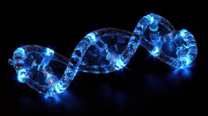 Aufkleber - An illuminated DNA double helix model highlights the complex formation of genetic material, glowing in vibrant colors with a dark backdrop. Generative AI