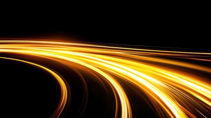 Aufkleber - Glowing Yellow Light Trail Elegantly Twisting Around Corners in the Darkness of Night