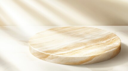 Aufkleber - Elegant Round Podium Showcasing a Beautifully Textured Gemstone in Soft Natural Light