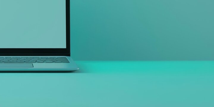 Minimalist Laptop on a Turquoise Background