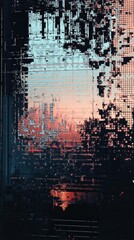 Sticker - Digital Sunset: Abstract Art with Pixelated Hues