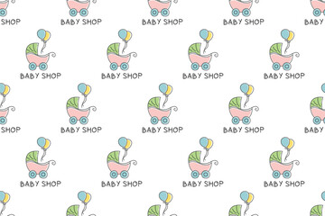 Sticker - Baby shop seamless pattern background