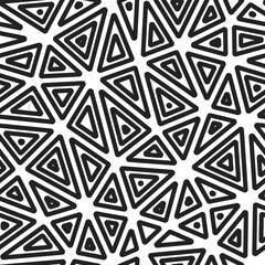 Poster - Abstract pattern of triangles. Multiple repeated inner triangles. Large shape size. Black and white style. Seamless pattern. Amazing vector tiles. Beautiful vector illustration.