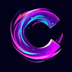 Wall Mural - neon letter c logo