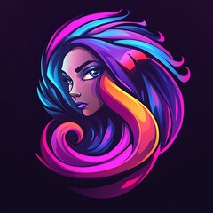 Wall Mural - neon woman portrait