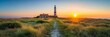 © video - Sunset Panorama of Westerheversand Lighthouse in Schleswig-Holstein