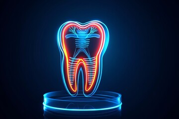 Simplified dental X-ray icon with a single tooth and roots in basic line art