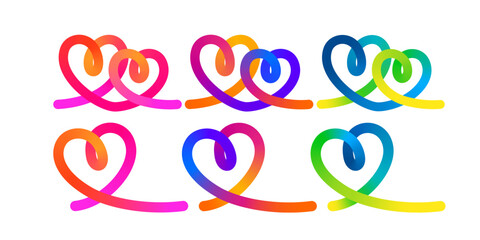 Poster - Abstract Heart Shaped Lines with Gradient. 3D Love Swirl Symbol. Vector Design Element for Logos, Icons, Borders, Frames and Backgrounds