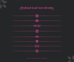 Poster - stylized cute leaf text or page line divider decoration vector collection