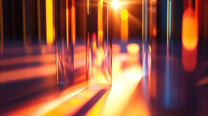 Poster - Abstract composition of glass cylinders reflecting light and colors.