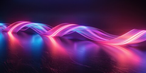 Aufkleber - Abstract Neon Wave Lines Illuminated Dark Background