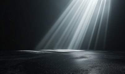 Poster - Light Beams Illuminate Dark Floor Surface