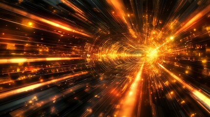 Wall Mural - abstract orange light tunnel
