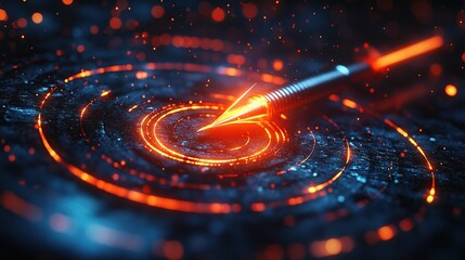Poster - A glowing pen tip creating vibrant circular patterns on a dark surface.