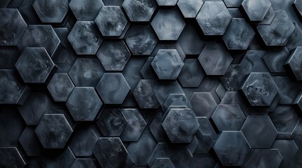 Poster - Dark Hexagonal Pattern Abstract Background Texture