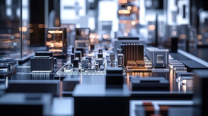 Poster - A futuristic depiction of a circuit board with intricate electronic components.