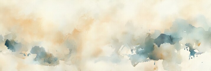Poster - Delicate watercolor textures flow in soft hues of blue and beige, perfect for backgrounds or artistic designs, evoking a tranquil atmosphere. Generative AI