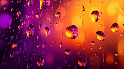 Poster - Vibrant Neon Gradient Background with Bold Blending Effects and Water Droplets Captured in a Stunning Close-Up for Dynamic Visuals