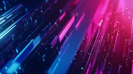 Poster - Futuristic Gradient Transitioning Background with Glowing Neon Rays in 3D Space for Modern Design and Digital Art Projects