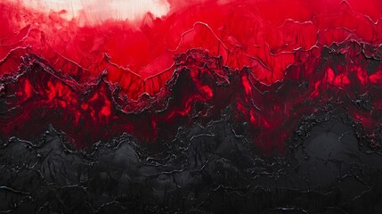 Poster - Dramatic Red and Black Abstract Art with Charcoal Gradient Shifting from Deep Tones, Ideal for Modern Decor and Creative Projects