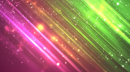 Poster - Vibrant Gradient Background with Shifting Colors from Hot Pink to Green, Featuring Sparkling Effects and Dynamic Lines for Eye-Catching Visuals