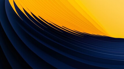 Poster - Bright Yellow Gradient Shifting into Deep Blue with Bold Curved Layers in an Abstract Design Representing Modern Art and Innovative Concepts