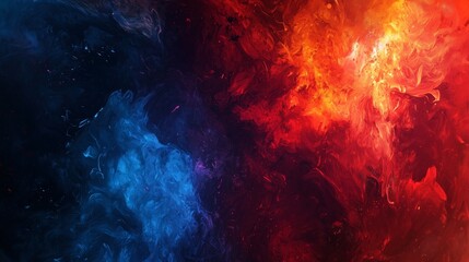 Poster - Stunning Gradient Shift from Deep Cobalt Blue to Vibrant Orange with Abstract Swirls and Dynamic Fluid Art for Backgrounds or Creative Projects