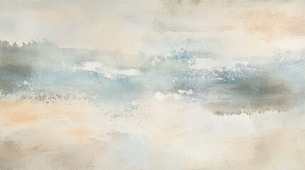 Aufkleber - Soft watercolor textures illustrate a peaceful landscape, blending soothing colors that evoke calmness and tranquility during dawn. Generative AI