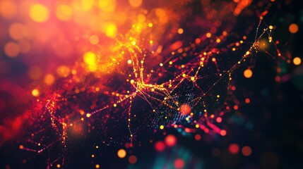 Poster - Abstract Art with Red and Yellow Lights