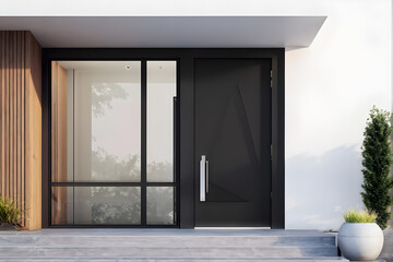 Wall Mural - Modern home front door nestled in an interior with neat minimalist design