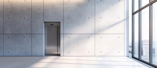 Wall Mural - Modern Minimalist Concrete Elevator Hallway