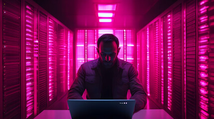 Photo - Server Room Network Security, Data Center, Technology, Laptop