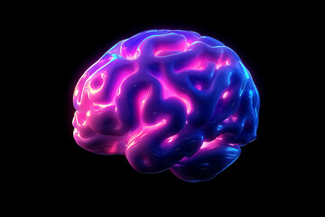 Poster - A vibrant, glowing representation of a human brain, emphasizing creativity and thought.