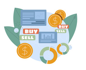 Poster - cryptocurrency with graphs. bitcoin with charts. financial literacy and passive income. economics, i