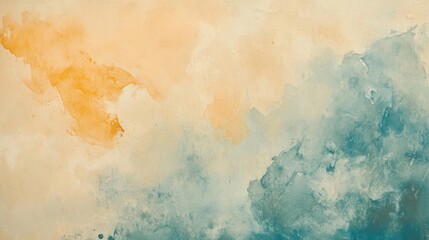 Poster - Gentle hues of orange and blue merge beautifully, creating a calming atmosphere that evokes a peaceful sunset feeling. Generative AI