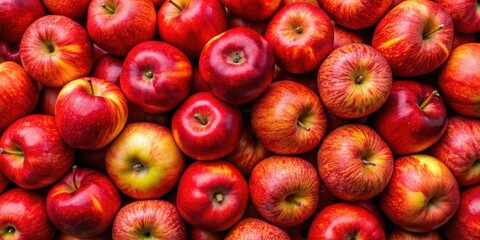 Wall Mural - Background of ripe red apples, orchard, harvest, fresh, healthy, vibrant, agriculture, fall, fruit, close-up, organic, natural