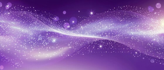 Aufkleber - A serene, abstract wave of purple light with sparkling particles, creating a mystical and dreamy atmosphere.
